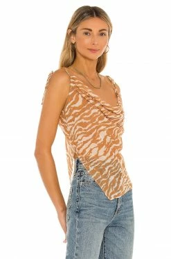 Camila Coelho Tati Cowl Cami In Brown Zebra 8 Camila Coelho Tati Cowl Cami In Brown Zebra -CAMILA COELHO Shop COEL WS117 V2