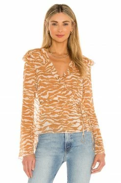 Camila Coelho Sky Wrap Top In Brown Zebra