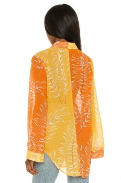 Camila Coelho Brynn Shirt Dress In Yellow & Orange -CAMILA COELHO Shop COEL WS129 V3