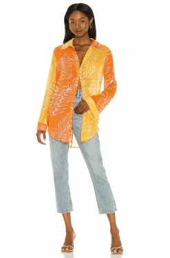 Camila Coelho Brynn Shirt Dress In Yellow & Orange -CAMILA COELHO Shop COEL WS129 V4