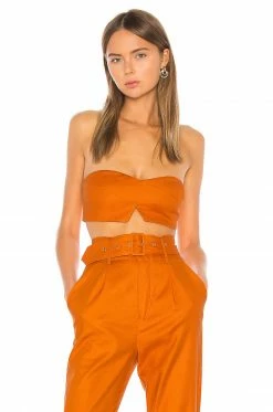 Camila Coelho Josephina Crop Top In Desert Orange