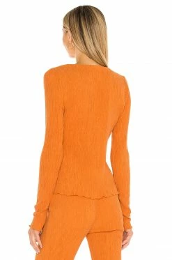 Camila Coelho Tais Long Sleeve Top In Sunset Orange -CAMILA COELHO Shop COEL WS133 V3