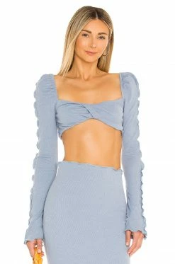 Camila Coelho Logan Crop Top In Baby Blue