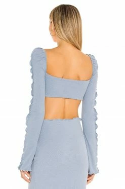 Camila Coelho Logan Crop Top In Baby Blue -CAMILA COELHO Shop COEL WS136 V3