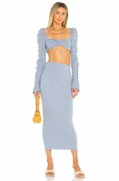 Camila Coelho Logan Crop Top In Baby Blue -CAMILA COELHO Shop COEL WS136 V4