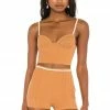 Camila Coelho Claudine Crochet Top In Tan & White