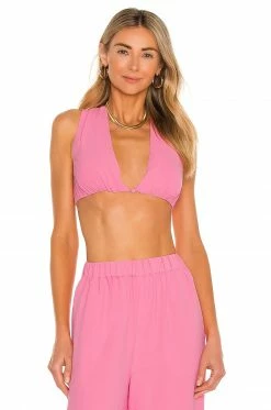 Camila Coelho Devon Crop Top In Hot Pink