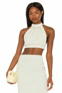 Camila Coelho Eden Crop Top In Sage