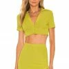 Camila Coelho Bennie Crop Shirt In Yellow Green -CAMILA COELHO Shop COEL WS152 V1