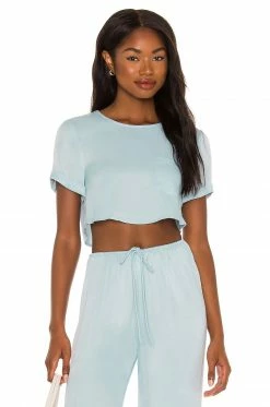 Camila Coelho Jolie Crop Tee In Pale Blue
