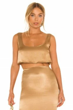 Camila Coelho Selina Crop Top In Toffee