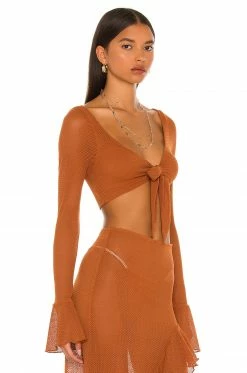 Camila Coelho Shirlie Crop Top In Hazel Brown -CAMILA COELHO Shop COEL WS174 V2