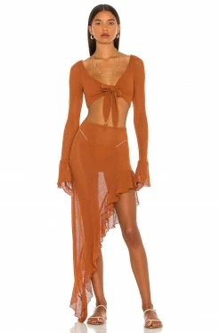 Camila Coelho Shirlie Crop Top In Hazel Brown -CAMILA COELHO Shop COEL WS174 V4