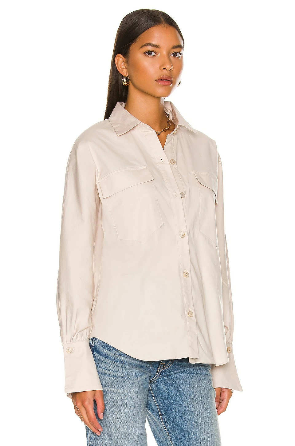 Camila Coelho Kristiana Oversized Shirt In Beige 4 Camila Coelho Kristiana Oversized Shirt In Beige - Image 2