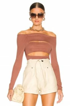 Camila Coelho Shaelle Bodysuit In Brick Mauve