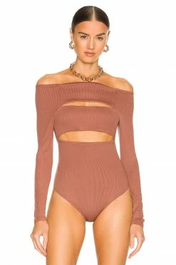 Camila Coelho Shaelle Bodysuit In Brick Mauve -CAMILA COELHO Shop COEL WS184 V2