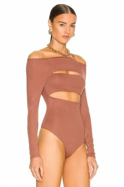 Camila Coelho Shaelle Bodysuit In Brick Mauve -CAMILA COELHO Shop COEL WS184 V3