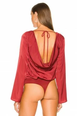 Camila Coelho Amoura Bodysuit In Burgundy -CAMILA COELHO Shop COEL WS205 V4
