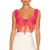 Camila Coelho Mira Hand Crochet Fringe Top In Raspberry & Orange -CAMILA COELHO Shop COEL WS207 V1