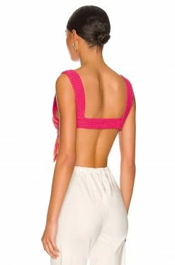 Camila Coelho Mira Hand Crochet Fringe Top In Raspberry & Orange -CAMILA COELHO Shop COEL WS207 V3