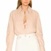 Camila Coelho Louie Leather Button Down In Nude -CAMILA COELHO Shop COEL WS211 V1