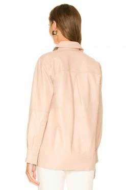 Camila Coelho Louie Leather Button Down In Nude -CAMILA COELHO Shop COEL WS211 V4
