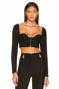 Camila Coelho Kora Crop Top In Black