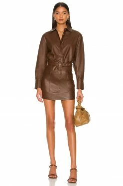 Camila Coelho Nelli Leather Blouse In Brown -CAMILA COELHO Shop COEL WS218 V4