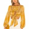 Camila Coelho Marcia Top In Gold Tropical -CAMILA COELHO Shop COEL WS26 V1