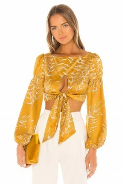 Camila Coelho Marcia Top In Gold Tropical