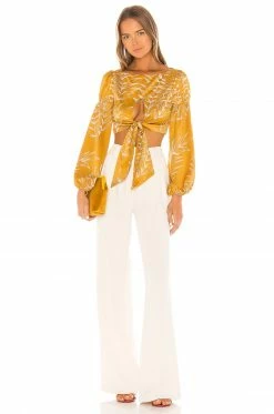 Camila Coelho Marcia Top In Gold Tropical -CAMILA COELHO Shop COEL WS26 V4