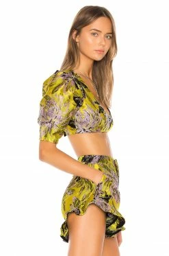 Camila Coelho Kahlo Crop Top In Yellow Floral -CAMILA COELHO Shop COEL WS4 V2