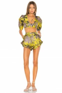 Camila Coelho Kahlo Crop Top In Yellow Floral -CAMILA COELHO Shop COEL WS4 V4