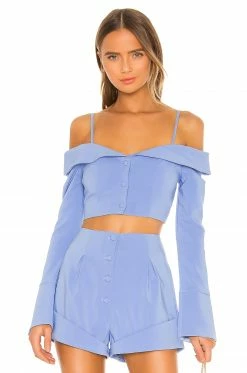 Camila Coelho Paulina Top In Periwinkle Blue