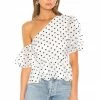 Camila Coelho Mala Peplum Top In White & Black -CAMILA COELHO Shop COEL WS7 V1