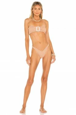 Camila Coelho Taya Top In Camel & White -CAMILA COELHO Shop COEL WX107 V4