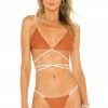 Camila Coelho Angelo Top In Brown & Cream