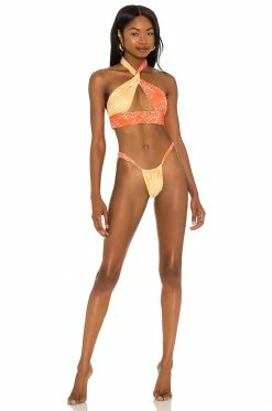 Camila Coelho Alipha Bottom In Orange & Yellow Palm -CAMILA COELHO Shop COEL WX65 V4