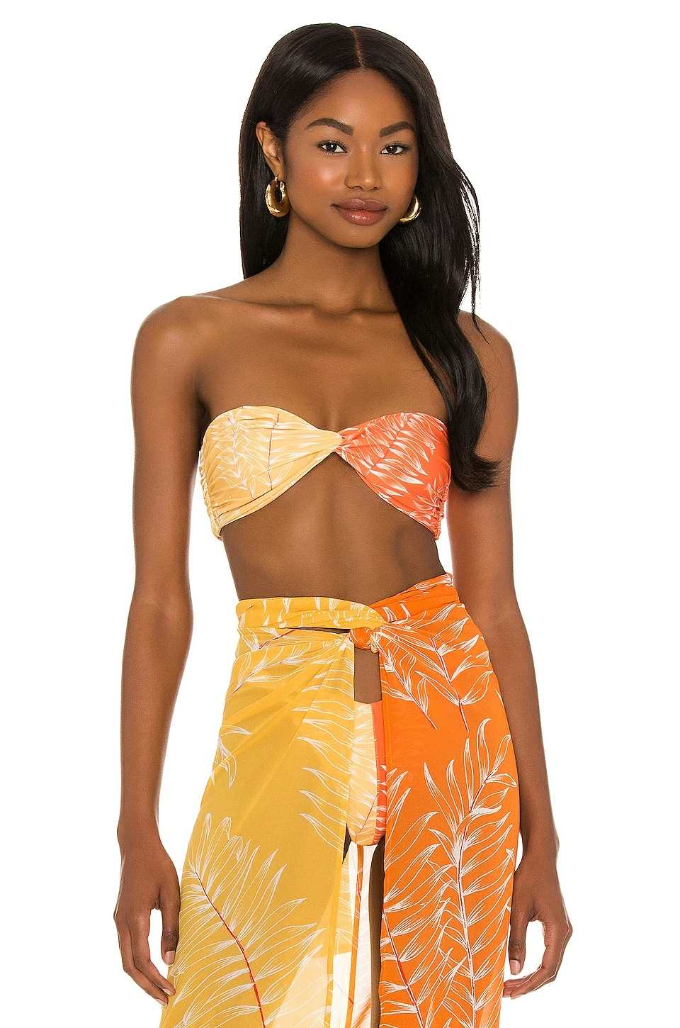 Camila Coelho Neves Top In Orange & Yellow In Orange & Yellow Palm 3 Camila Coelho Neves Top In Orange & Yellow In Orange & Yellow Palm