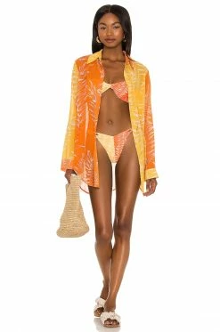 Camila Coelho Neves Bottom In Orange & Yellow In Orange & Yellow Palm -CAMILA COELHO Shop COEL WX67 V4